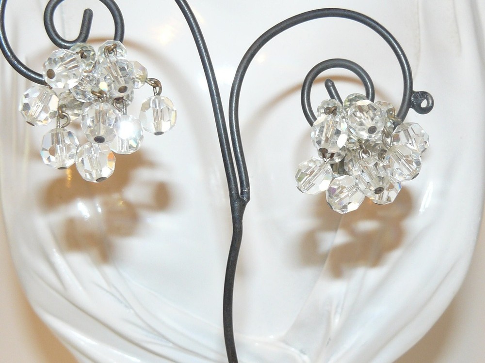Vinitage Crystal Cluster Clip on Earrings