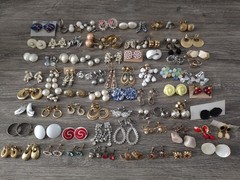 Estate Mixed Lot Costume Jewelry Earrings 77pr Clip On Screwback