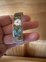 VTG Silver Bracelet Beautiful Abalone Mother of Pearl Open Cuff Mexico L@@K
