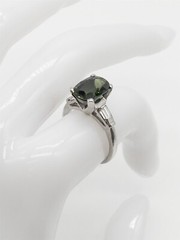 Vintage 1950s $12,000 5.50ct Natural Blue Green Sapphire Diamond Platinum Ring