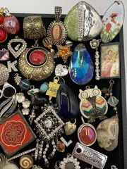 Vintage-Now Jewelry Lot Of 120 Pendants & Charms For Necklaces Enamel Rhinestone