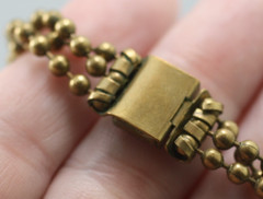 Vintage gold tone brass beaded bead ball three 3 strand graduated necklace 16″