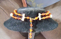 1955 Vintage Glass / Plastic / Textured Metal/Faceted Bead Two Strand Necklace
