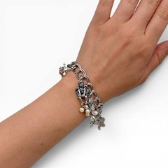 Kirks Folly Secret Garden Charm Bracelet Fairies Moon Bee Silver Tone Box