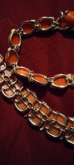 Retro Plastic Thermoset Necklace Bracelet Pop Orange Summer Fall Vintage Jewelry