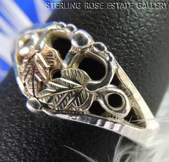 VINTAGE ROSE & YELLOW VERMEIL & STERLING SILVER .925 ESTATE HEART RING size 8.25