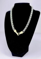 David Yurman Solid 14kt Gold Clasps & Sterling S Wheat Chain 6mm Necklace 17″