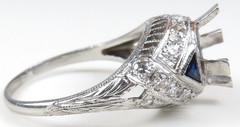 Antique Art Deco Setting Mounting Platinum Hold 6MM-8MM Ring Size 6 UK-L1/2