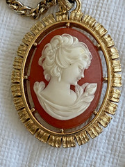 Vintage 23 inch Chain with retro style Victorian lady CAMEO