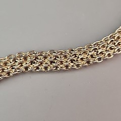 Vintage Etched Chain Bracelet Gold Tone Rosettes 6.25″