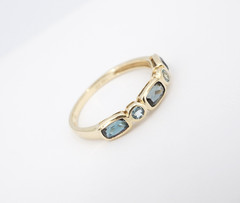 Vintage Sapphire Topaz Half Eternity Band Ring 14k Gold Sz 8.25 Natural RG5316