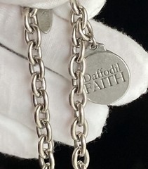 Old Forge Pewter Oval Link Bracelet Daffodil Faith Adjustable 8.5in w/ Charm 20g