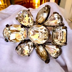 Eisenberg Original Vintage Fur Clip Rhinestone Brooch As Is