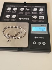 Vtg 7″ LEX 925 Silver Navajo Pearl Bracelet Silver Bell Charm 7.17g