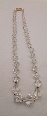 Antique Faceted Graduated Crystal Necklace W/Gold Filled Clasp&Spacer Beads