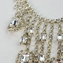 Silver Tone Clear Crystal Waterfall Tennis Necklace 15.5 Inch Adjustable
