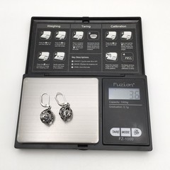 Vintage Sterling Silver Filigree Sphere Ball Leverback Dangle Earrings 3.6g #08