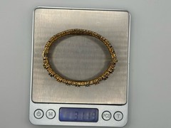 Vintage 925 China Gold Vermeil MultiGemstone Filigree Hinged Bangle Bracelet 30g