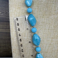 Vintage Trifari Lucite Marbled Turquoise Color Blue Bead 25 Inch Necklace