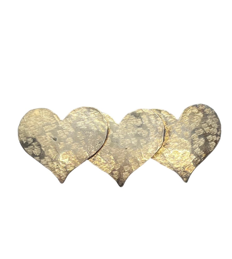 Sterling silver triple heart etched brooch pin