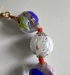 Vintage Venetian Murano Millefiore Art Glass Eye Bead Bracelet 8″