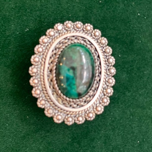 Beautiful Vintage Israeli Sterling Eilat Stone Pendant Brooch