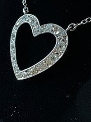 Antique Vintage Diamond Heart Pendant 14k White Gold