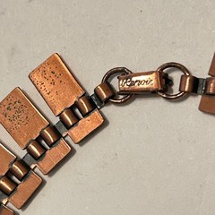 Vtg Renoir Copper Brutalist Fringe Collar Necklace Mid Century Modern MCM 15.5″