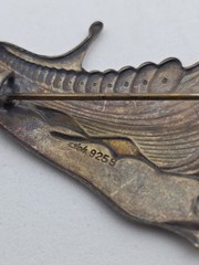 Albert Scharning Norway Sterling Guilloche Enamel Viking Ship Brooch