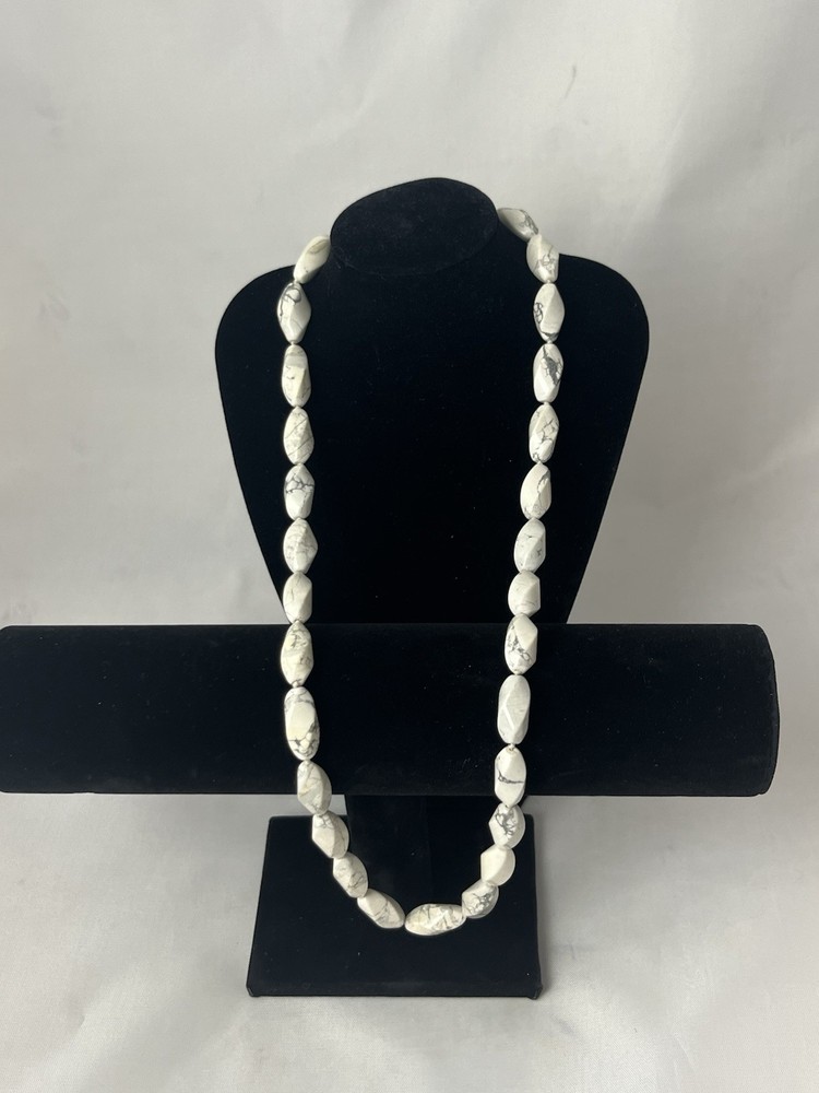 Vintage White Howlite Beaded With Gold Clasps
