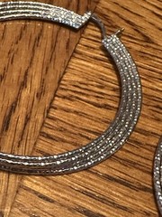 Large Vintage Signed ATI 925 Sterling Silver Textured Pierced Hoop Earrings 2”