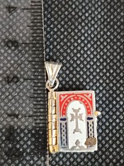 925 Sterling Silver Armenian Bible Book Pendant -Tsitsernakaberd Memorial