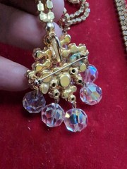 Vintage D&E JULIANA ab rhinestone Crystal cluster 26″ NECKLACE 2″Brooch/Pendant
