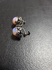 Vintage 1930 Mid Century Fine Silver Mexican Fire Opal Screwback Earrings