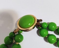 Vintage Green Acrylic/Lucite Beaded Necklace Double Strand