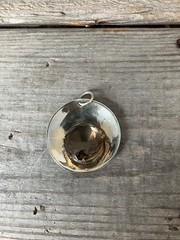 MCM Modernist Artisan Unsigned Smoky Quartz Pendant Silver Tone