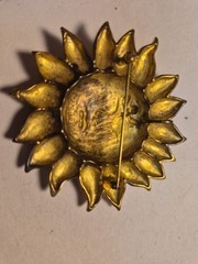 Signed MMA 1990 Metropolitan Museum Sun Face with Bee Vintage Pendant Brooch