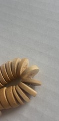 Light Brown Wood Beaded Disc Necklace Graduated Wooden Heishi Look Vintage 14in