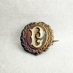 Antique Victorian Edwardian Brooch Pin C-Clasp Gold Tone Monogram L or P Tiny
