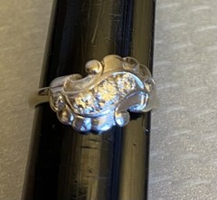 estate 14K White Gold Diamond Ring 50s MCM Swirl Natural 5-Stone .25ct size 7.5