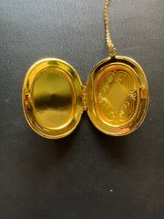 Vintage Wedding Cat Pattern Locket Pendant Oval Photo Locket Necklace 24”