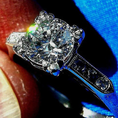 Original EARTH MINED DIAMOND Deco Engagement Ring Vintage PLATINUM Solitaire S 6