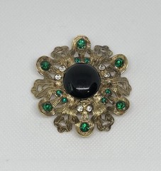 Mixed Brooch Lot Costume Jewelry Gold Tone Mix Pins Rhinestones Opal Onyx