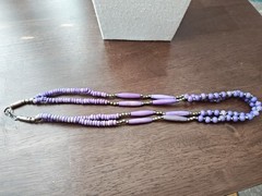 Sugilite? HAND CRAFTED Sterling Silver 0.925 VTG 22″ NECKLACE Statement