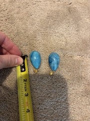 Vtg YSL Yves Saint Laurent BLUE EGG SHAPED MARBLE EARRINGS