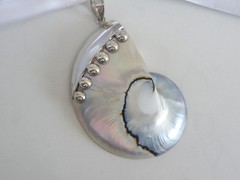 Huge Sterling Silver 925 Nautilus Shell Statement Pendant