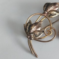 Vtg 1/20 12K GF Gold Filled over Sterling Silver Flower Brooch Pin 2-1/4″