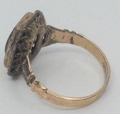 VINTAGE DAUGHTERS OF REBEKAH MARKED 1/30 14K GOLD R.G.P. ENAMELED RING SIZE UNK
