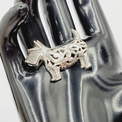 Scottie Dog Scottish Terrier Jezlaine Sterling 925 Filigree Metal Vtg Brooch Pin