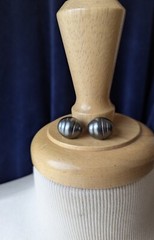 Vintage Gun Metal Grey Black Dome Cushion Button Larva Quilted Clip Earrings